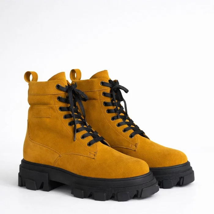 Ghete dama Piele Naturala Mustar Joy picture - 3