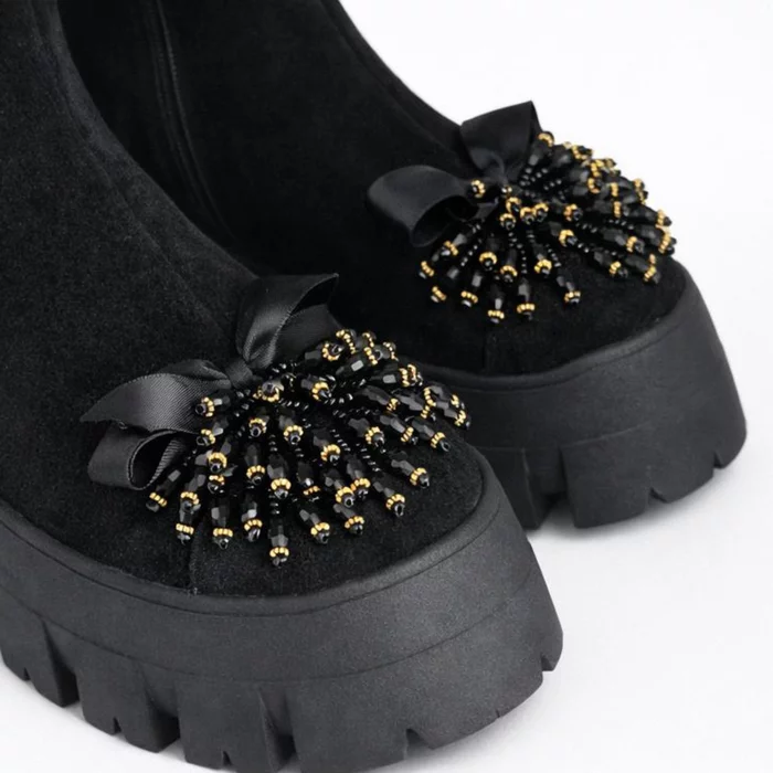 Ghete dama Piele Naturala Neagra Yun picture - 3