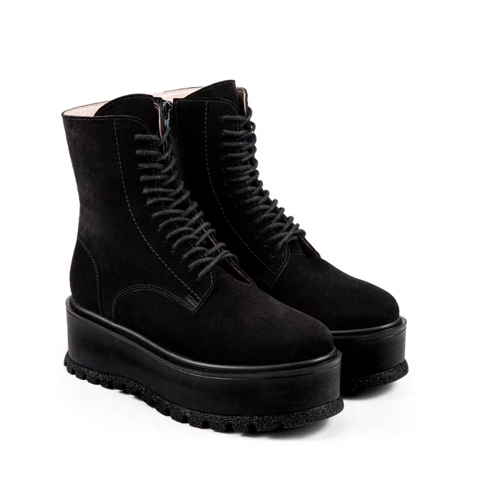 Ghete din piele naturala neagra Arty picture - 2