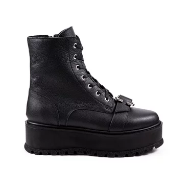 Ghete din piele naturala neagra Desgo