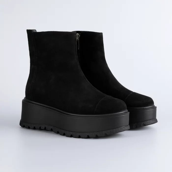 Ghete din piele naturala neagra Kasi picture - 3