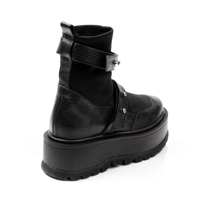 Ghete din piele naturala neagra si neopren negru  Argo picture - 5