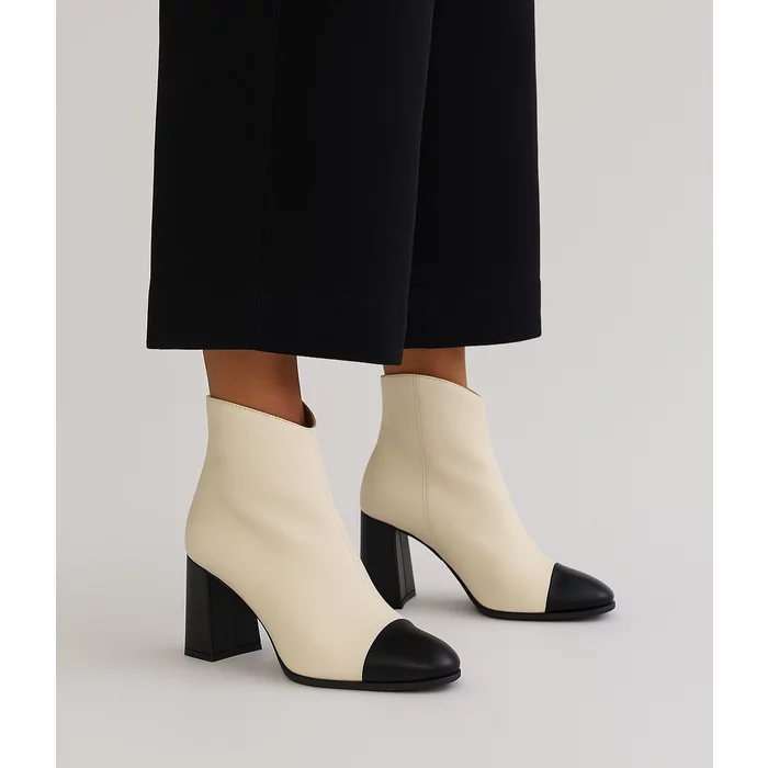 Ghete Piele Naturala crem cu neagru Paris picture - 5