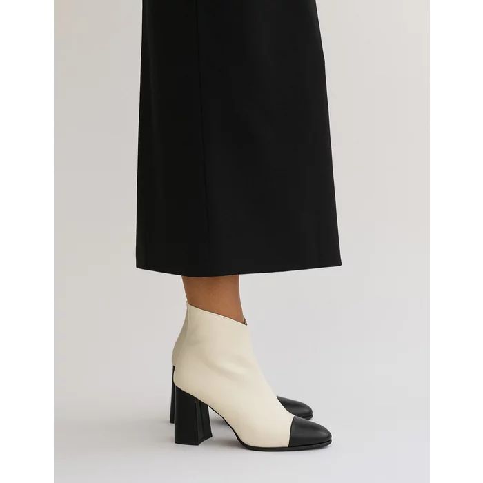 Ghete Piele Naturala crem cu neagru Paris picture - 2