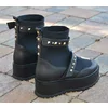 Ghete Piele Naturala neagra si neopren negru Brescia