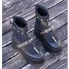 Ghete Piele Naturala neagra si neopren negru Brescia