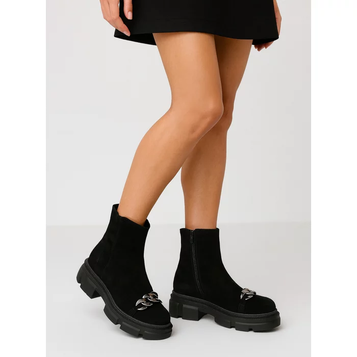 Ghete Piele Naturala  velur negru Preston picture - 2