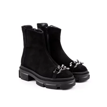 Ghete Piele Naturala  velur negru Preston