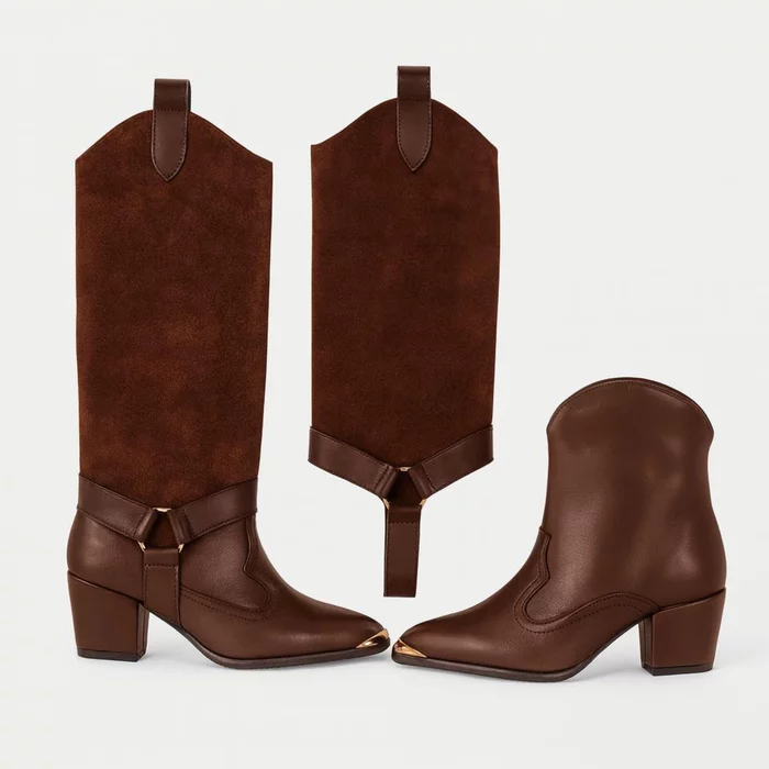 Jampiere detasabile din Piele Naturala Maro ciocolata Jinx picture - 2