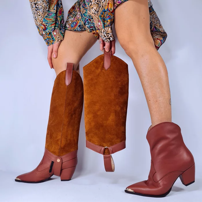 Jampiere detasabile din Piele Naturala Maro roscat Jinx picture - 2