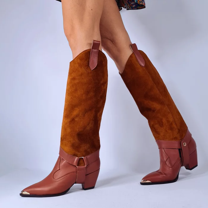 Jampiere detasabile din Piele Naturala Maro roscat Jinx picture - 3