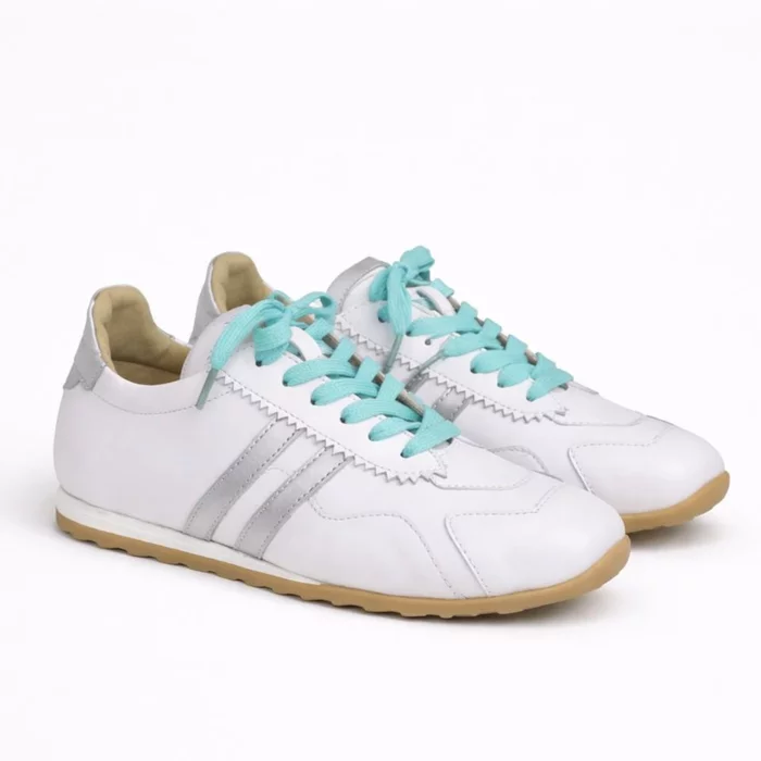 Pantofi casual Piele Naturala Albi cu Argintiu Celio picture - 4