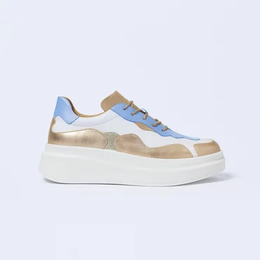 Pantofi casual Piele Naturala albi cu bej Sindy 2