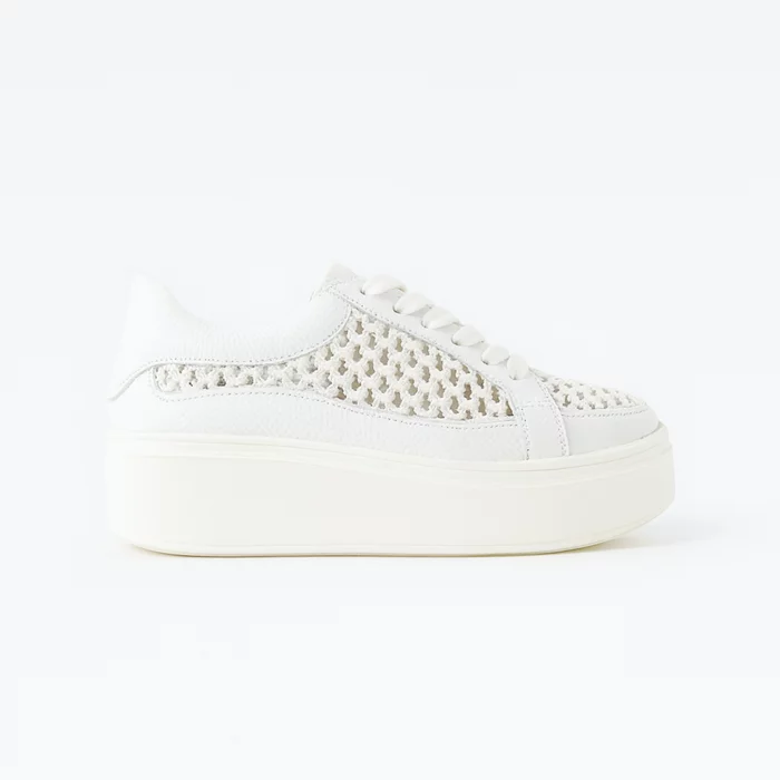 Pantofi casual Piele Naturala Albi cu textil broderie Dami picture - 2