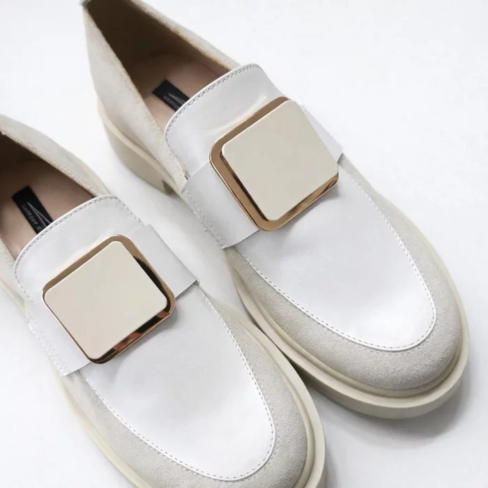 Pantofi casual Piele Naturala Bej cu Alb Lotus picture - 4