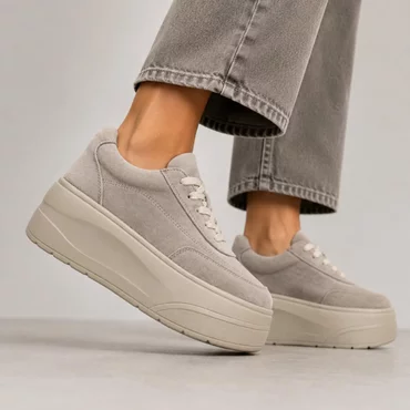 Pantofi casual Piele Naturala Bej cu talpa platforma Renata