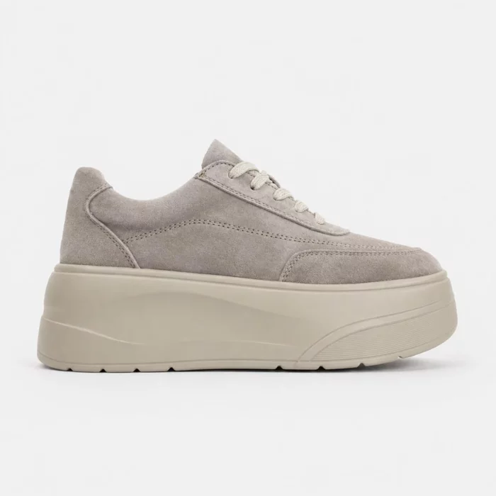 Pantofi casual Piele Naturala Bej cu talpa platforma Renata picture - 2