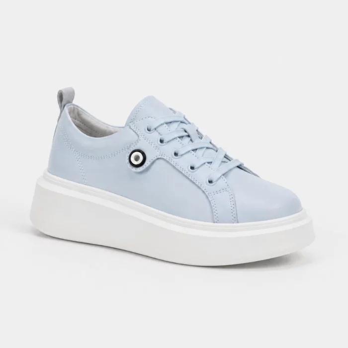 Pantofi casual Piele Naturala Blue cu siret Aronia picture - 5