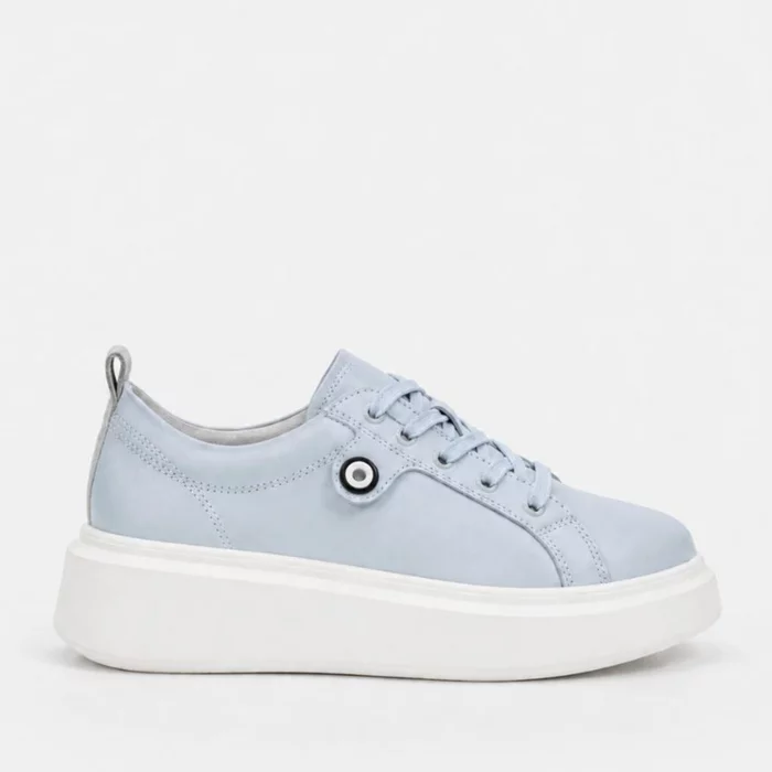 Pantofi casual Piele Naturala Blue cu siret Aronia picture - 2