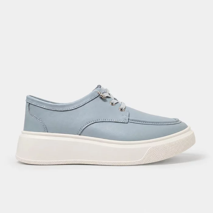 Pantofi casual Piele Naturala Blue cu siret elastic Cora picture - 2