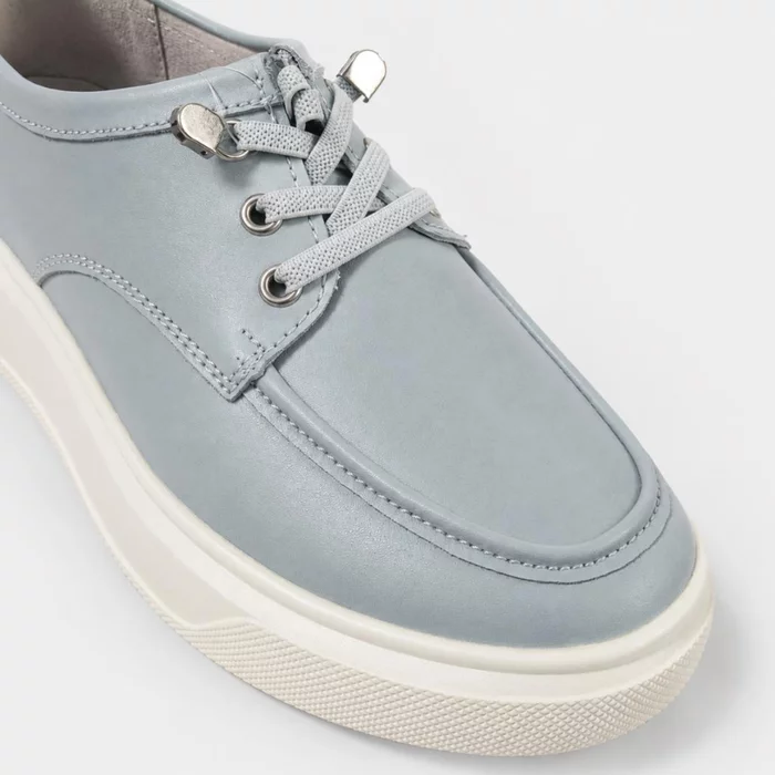 Pantofi casual Piele Naturala Blue cu siret elastic Cora picture - 5