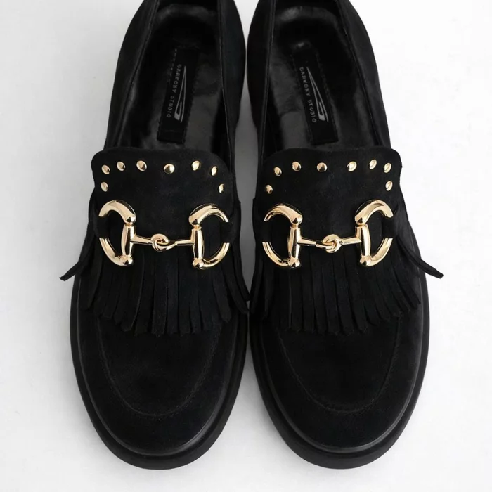 Pantofi casual Piele Naturala camoscio Negri Glory picture - 2