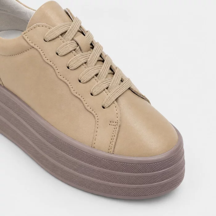Pantofi casual Piele Naturala Caramel cu siret Aris picture - 4