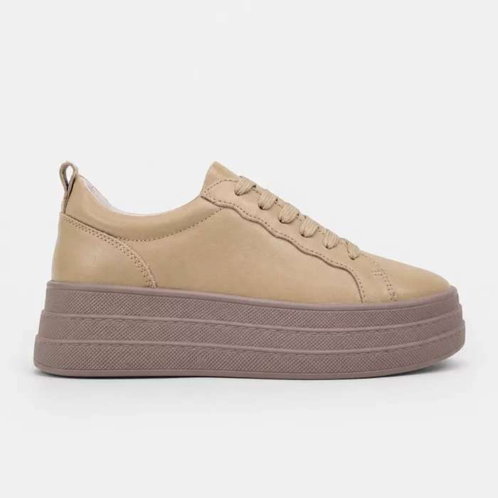 Pantofi casual Piele Naturala Caramel cu siret Aris picture - 2
