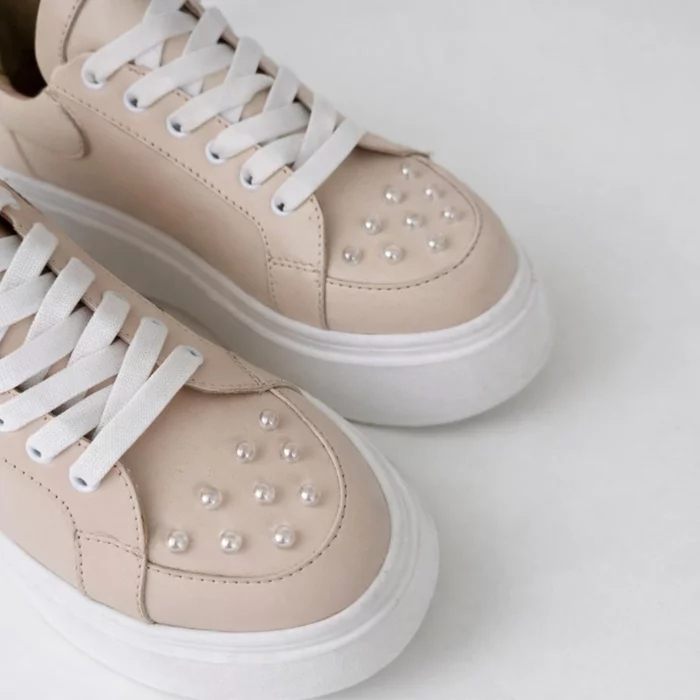 Pantofi casual Piele Naturala Crem Bubbles picture - 3