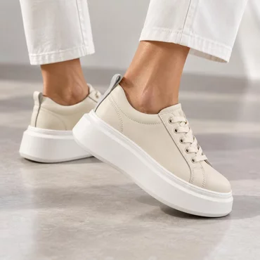 Pantofi casual Piele Naturala Crem Mavis