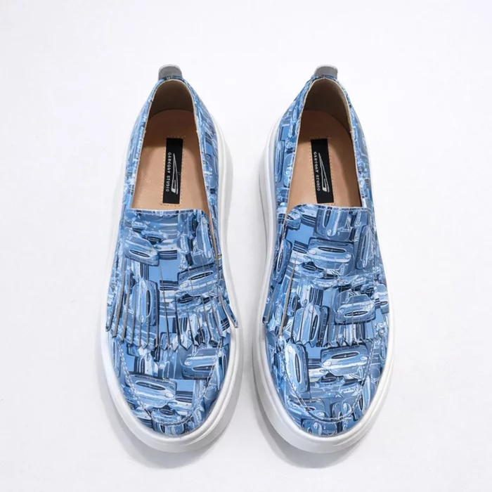 Pantofi casual Piele Naturala imprimeu Blue Garkony Heritage picture - 3