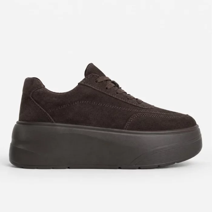 Pantofi casual Piele Naturala Maro cu talpa platforma Renata picture - 2