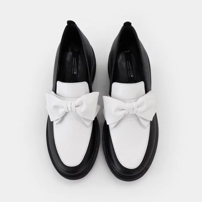 Pantofi casual Piele Naturala Negri cu Alb Madonna picture - 4