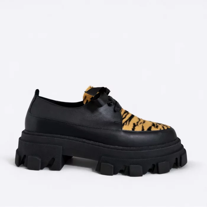 Pantofi casual Piele Naturala Negri cu imprimeu leopard Luke picture - 4