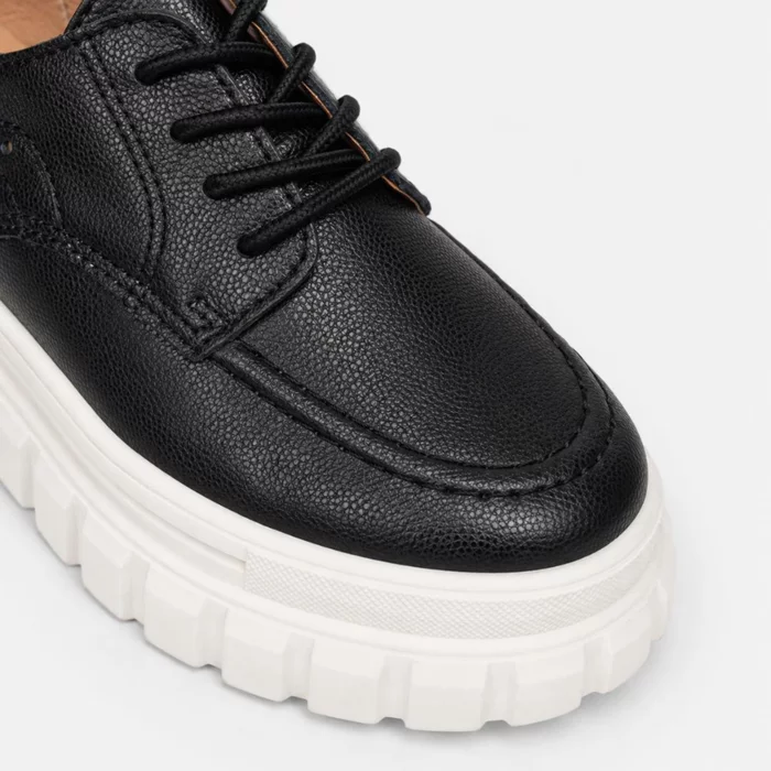 Pantofi casual Piele Naturala Negri cu siret Bonnie picture - 4