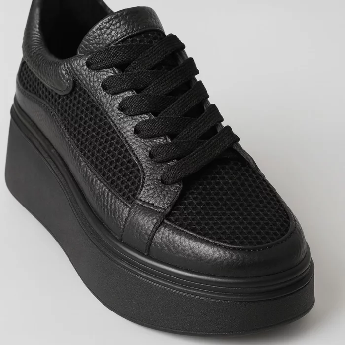 Pantofi casual Piele Naturala Negri cu textil broderie Dami picture - 3