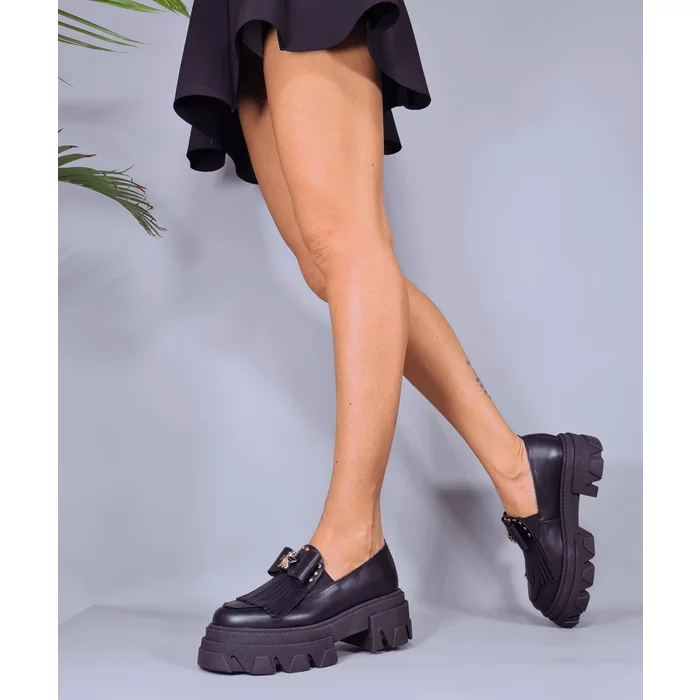 Pantofi casual Piele Naturala Negri Emerald 2 picture - 2