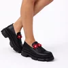 Pantofi casual Piele Naturala Negri Garkony Flower Loafer picture - 3