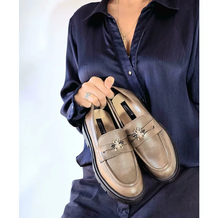 Pantofi casual Piele Naturala Taupe Beldy picture - 3