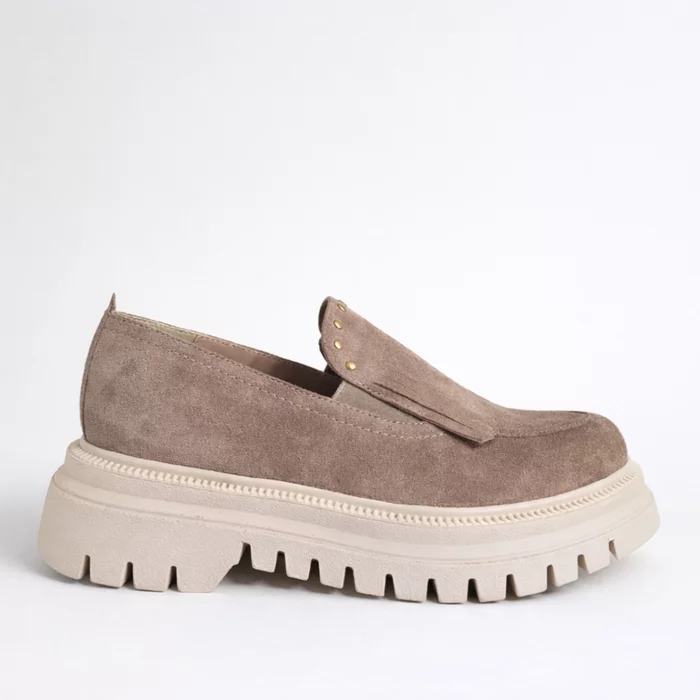 Pantofi casual Piele Naturala velur Bej cipria Arven picture - 2