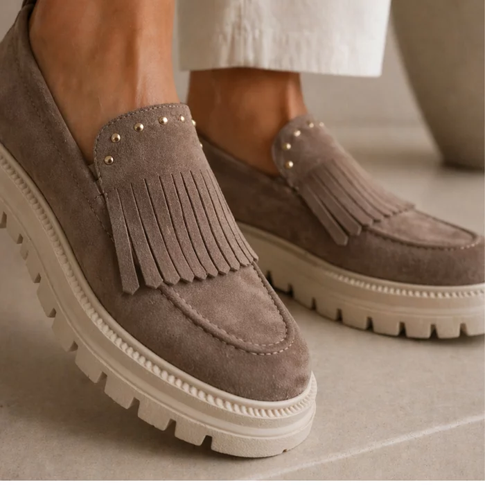 Pantofi casual Piele Naturala velur Bej cipria Arven picture - 4