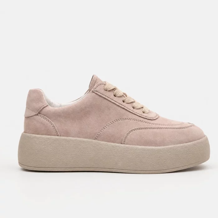 Pantofi casual Piele Naturala velur Bej cu siret Zoly picture - 2