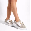 Pantofi casual Piele Naturala velur Bej Daily Bow picture - 2