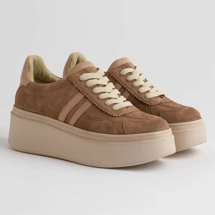 Pantofi casual Piele Naturala velur Bej Danzy picture - 2