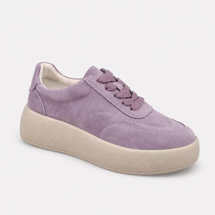 Pantofi casual Piele Naturala velur Lila cu siret Zoly picture - 4