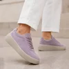 Pantofi casual Piele Naturala velur Lila cu siret Zoly picture - 1
