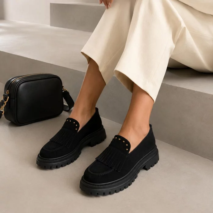 Pantofi casual Piele Naturala velur Negru Arven picture - 3