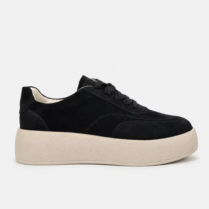 Pantofi casual Piele Naturala velur Negru cu siret Zoly picture - 2