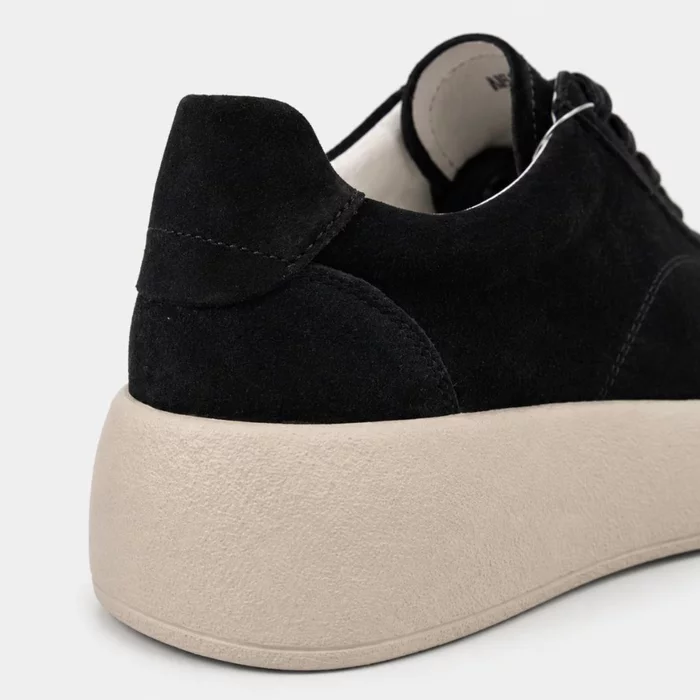 Pantofi casual Piele Naturala velur Negru cu siret Zoly picture - 6