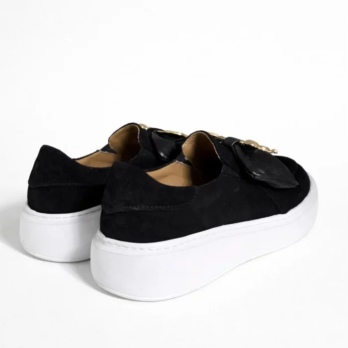 Pantofi casual Piele Naturala velur Negru Daily Bow picture - 5